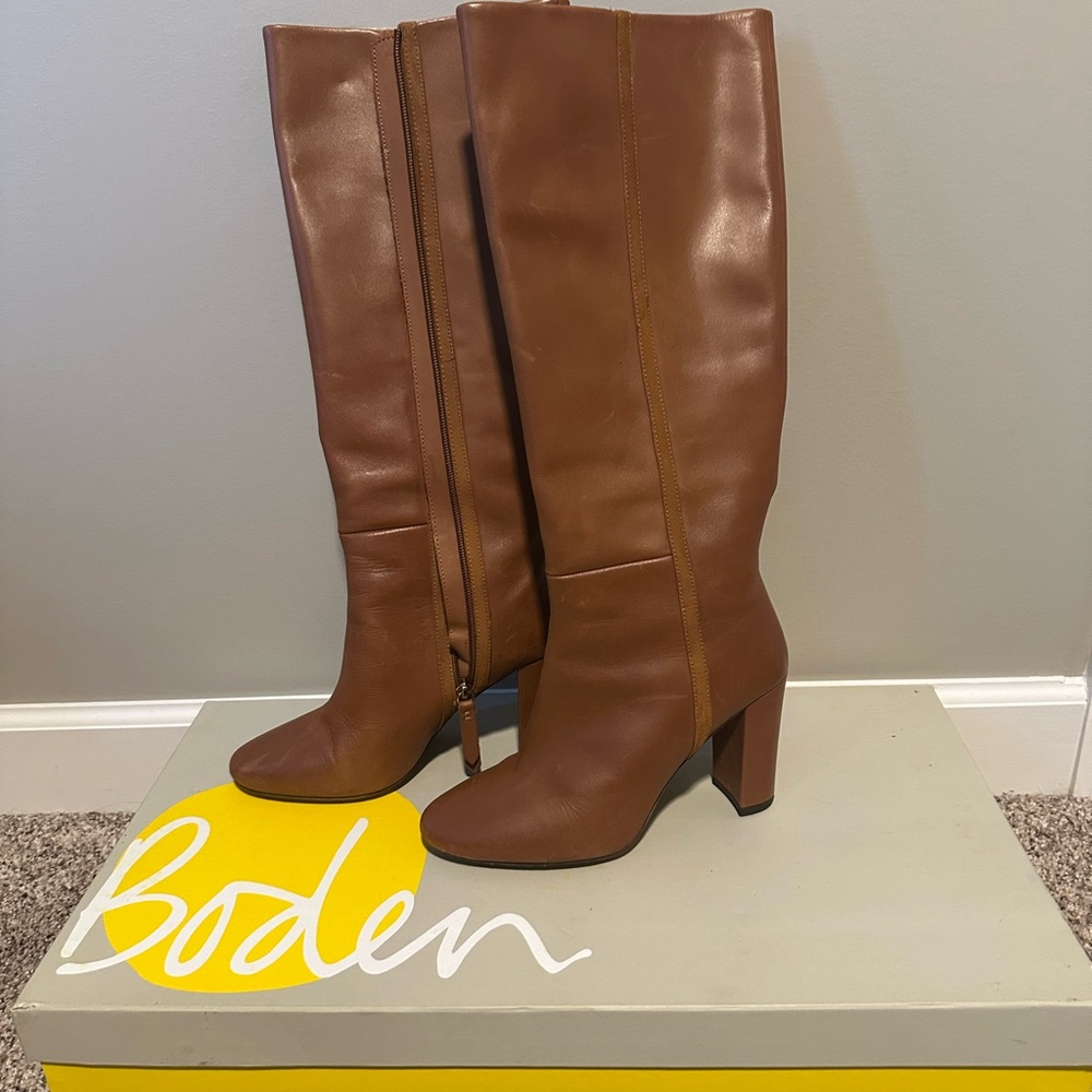 Boden Women's Tan Leather Heeled Boots
